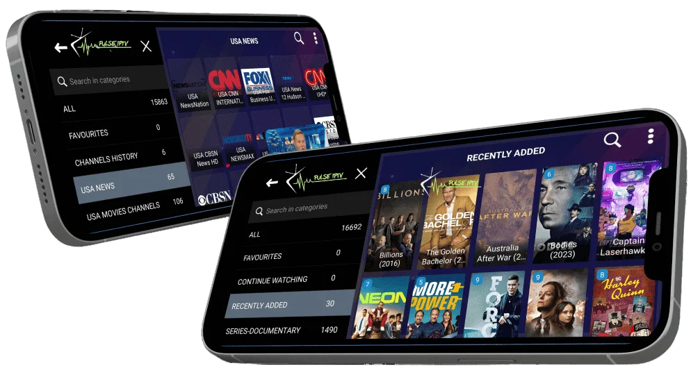 OTTVIBE IPTV App Oberflaeche auf einem Smart TV